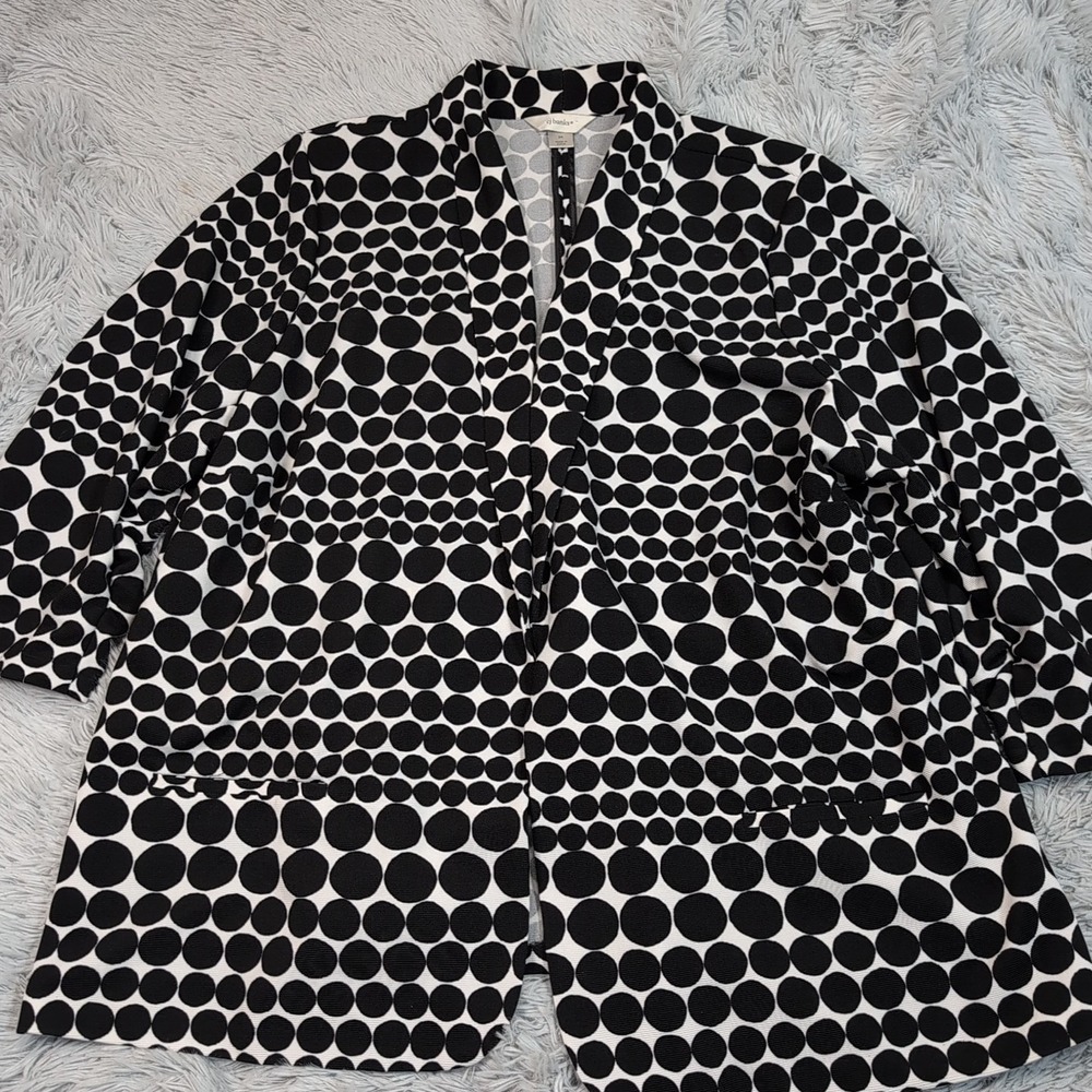 CJ Banks Jacket Womens 3X Black Blazer Open Front Comfort Pockets Preppy‎ Casual